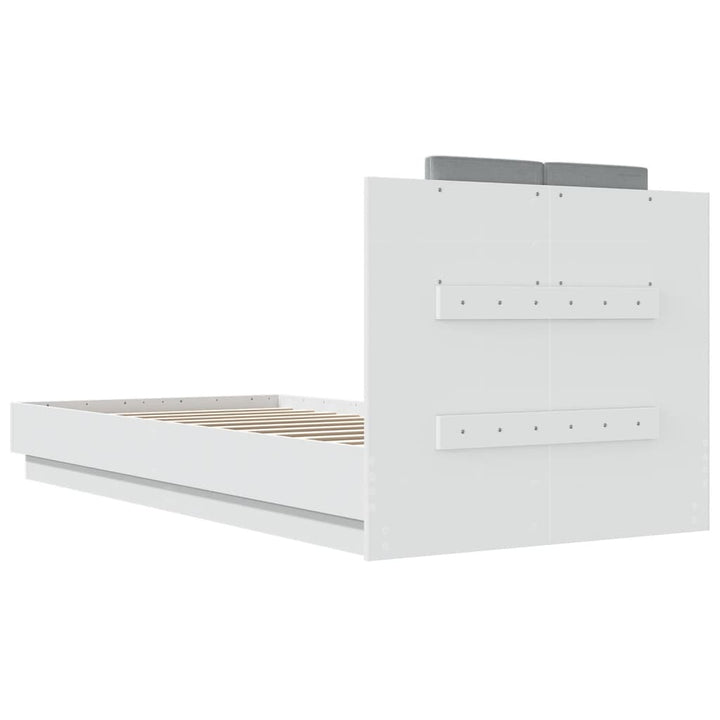 sengeramme med sengegavl 100x200 cm konstrueret træ hvid