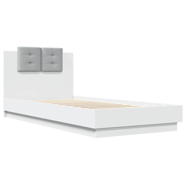 sengeramme med sengegavl 90x200 cm konstrueret træ hvid