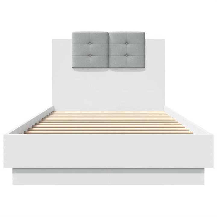 sengeramme med sengegavl 90x200 cm konstrueret træ hvid
