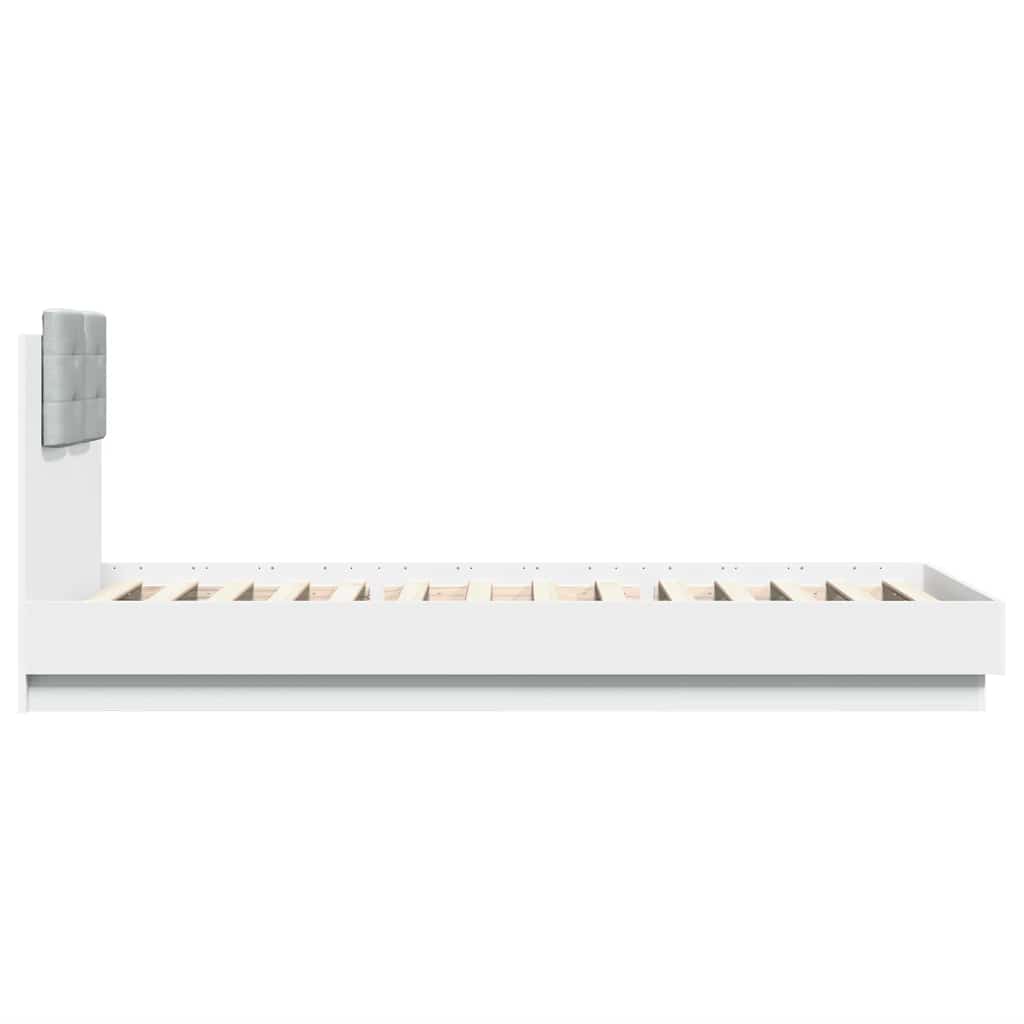 sengeramme med sengegavl 90x200 cm konstrueret træ hvid