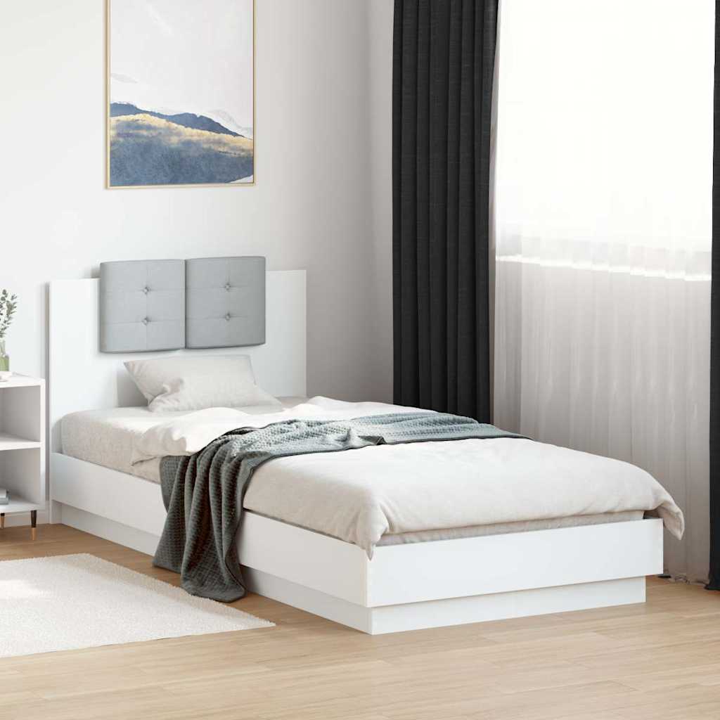 sengeramme med sengegavl 90x200 cm konstrueret træ hvid