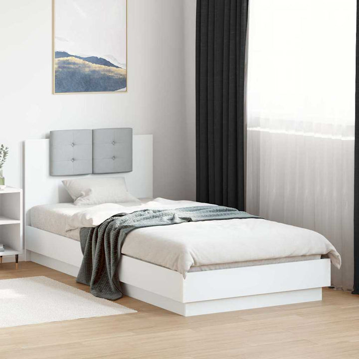 sengeramme med sengegavl 90x200 cm konstrueret træ hvid