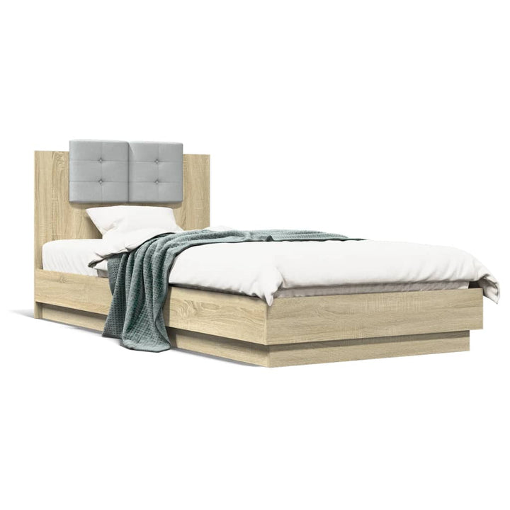 sengeramme med sengegavl 90x200 cm konstrueret træ sonoma-eg