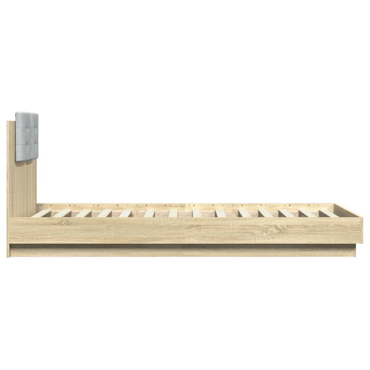 sengeramme med sengegavl 90x200 cm konstrueret træ sonoma-eg