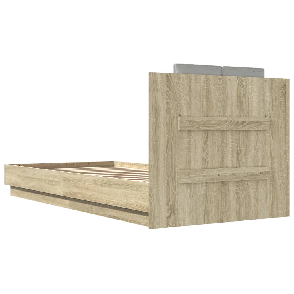 sengeramme med sengegavl 90x200 cm konstrueret træ sonoma-eg