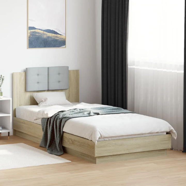 sengeramme med sengegavl 90x200 cm konstrueret træ sonoma-eg