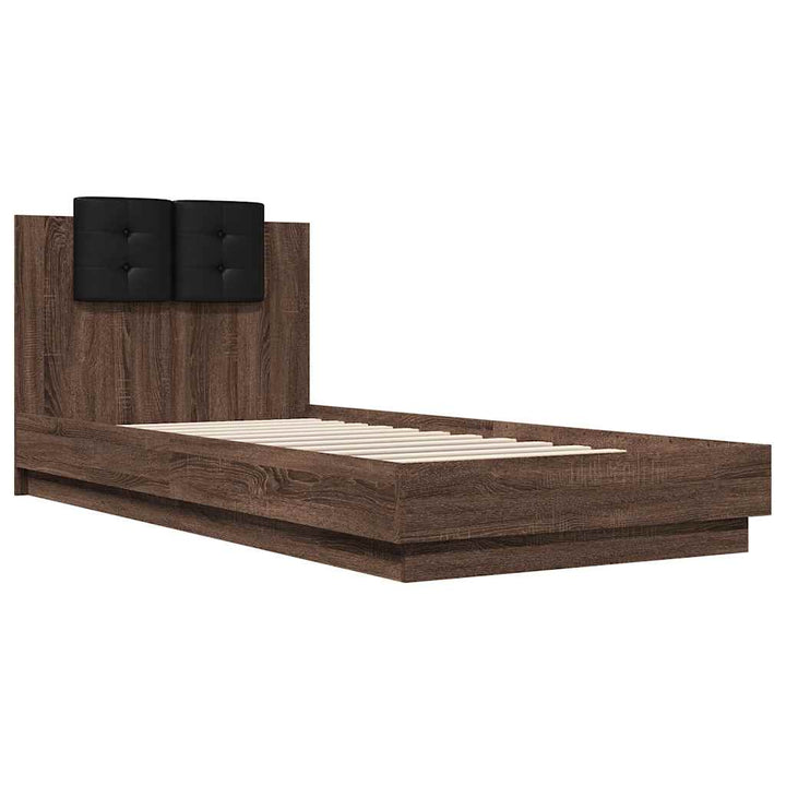sengeramme med sengegavl 90x200 cm konstrueret træ brunt eg
