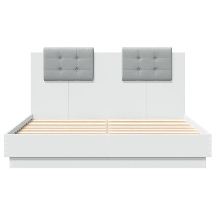 sengeramme med sengegavl 135x190 cm konstrueret træ hvid