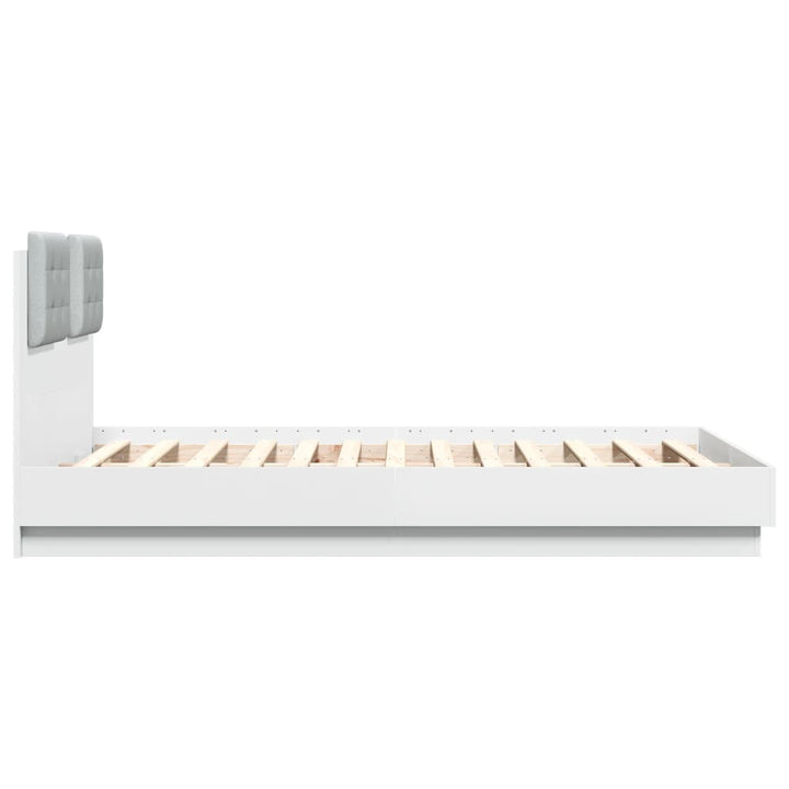 sengeramme med sengegavl 135x190 cm konstrueret træ hvid