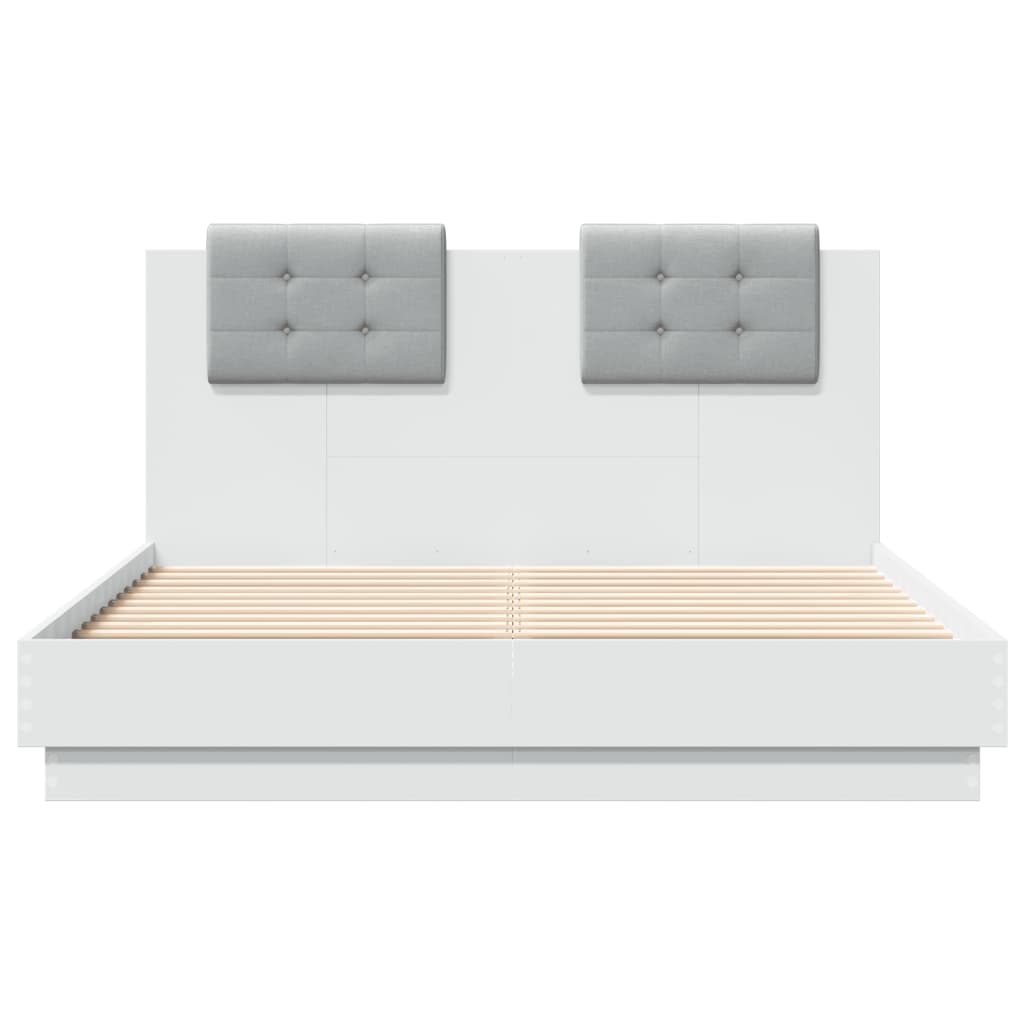 sengeramme med sengegavl 120x190 cm konstrueret træ hvid