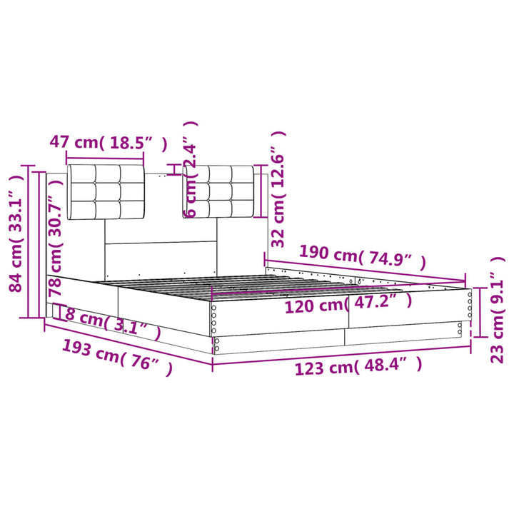 sengeramme med sengegavl 120x190 cm konstrueret træ hvid