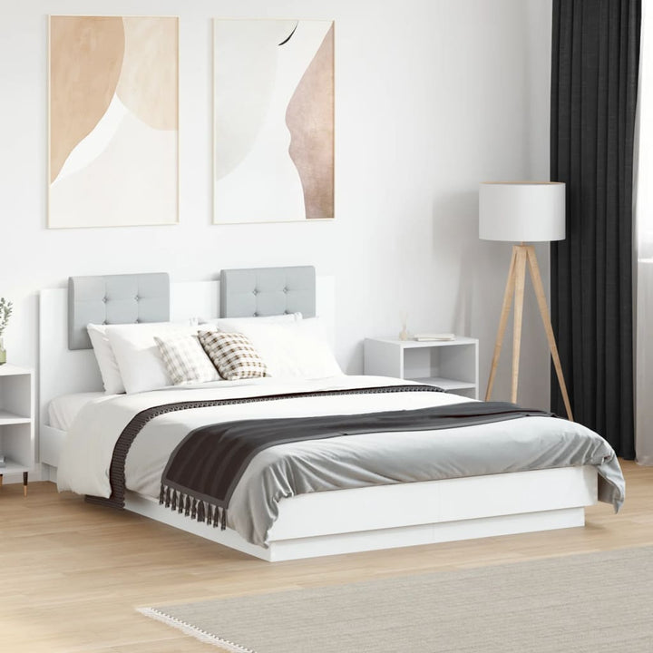 sengeramme med sengegavl 120x190 cm konstrueret træ hvid