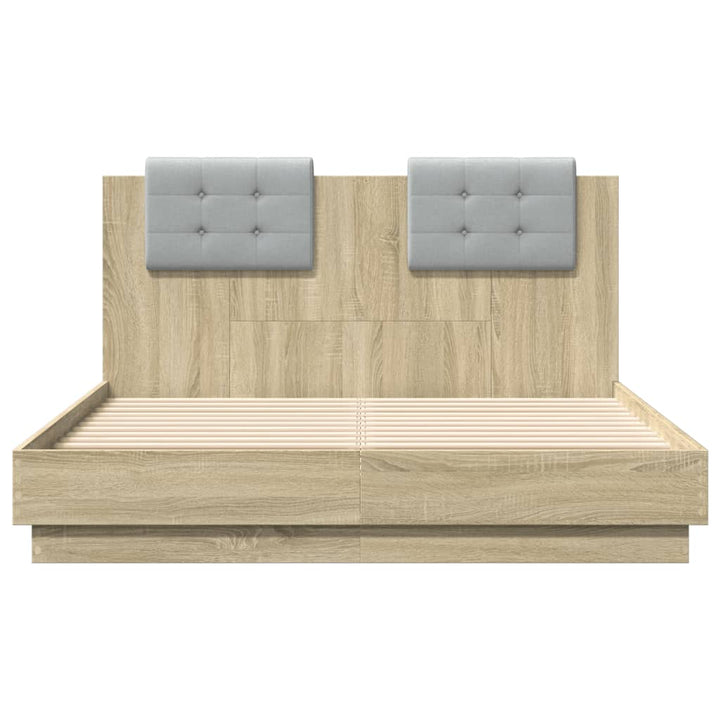 sengeramme med sengegavl 120x190 cm konstrueret træ sonoma-eg