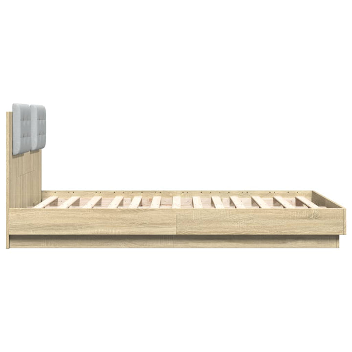 sengeramme med sengegavl 120x190 cm konstrueret træ sonoma-eg