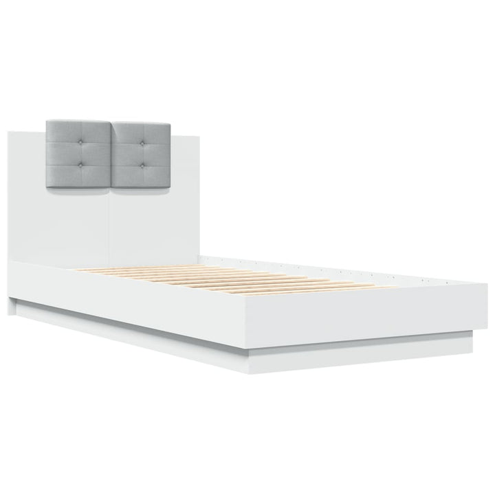 sengeramme med sengegavl 90x190 cm konstrueret træ hvid
