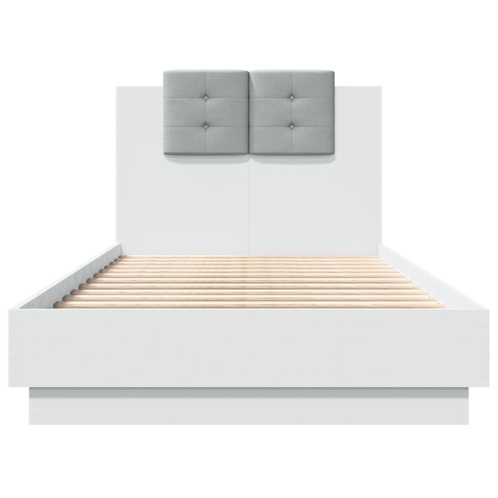 sengeramme med sengegavl 90x190 cm konstrueret træ hvid