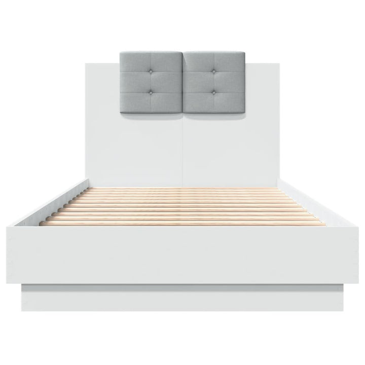sengeramme med sengegavl 90x190 cm konstrueret træ hvid