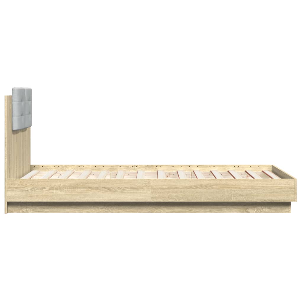 sengeramme med sengegavl 90x190 cm konstrueret træ sonoma-eg