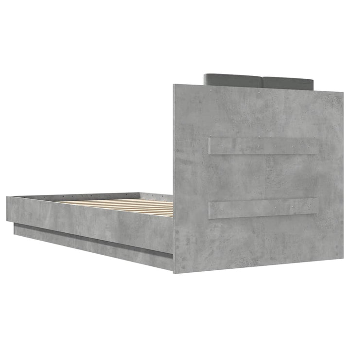 sengeramme med sengegavl 90x190 cm konstrueret træ betongrå