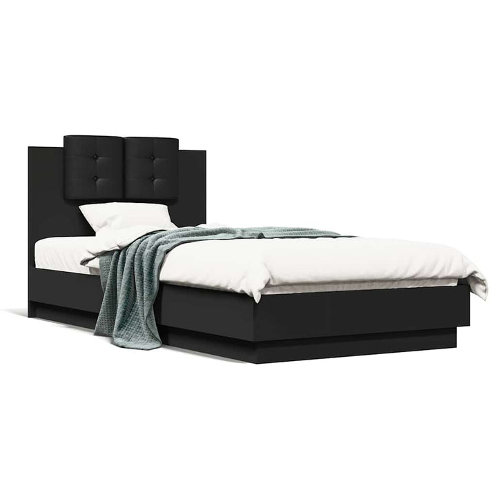 sengeramme med sengegavl 75x190 cm konstrueret træ sort