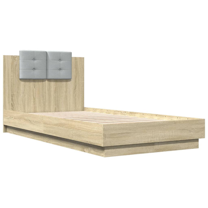 sengeramme med sengegavl 75x190 cm konstrueret træ sonoma-eg