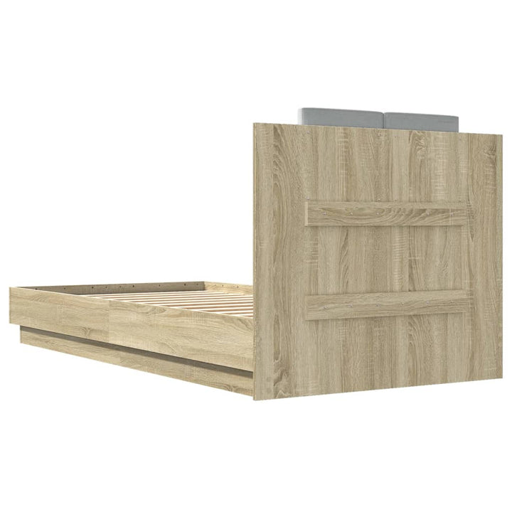 sengeramme med sengegavl 75x190 cm konstrueret træ sonoma-eg