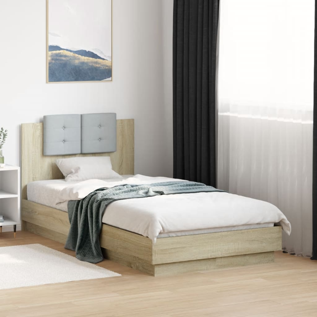 sengeramme med sengegavl 75x190 cm konstrueret træ sonoma-eg