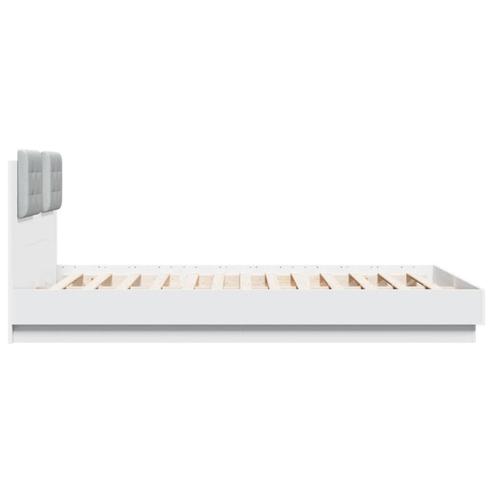 sengeramme med sengegavl og LED-lys 140x200 cm hvid