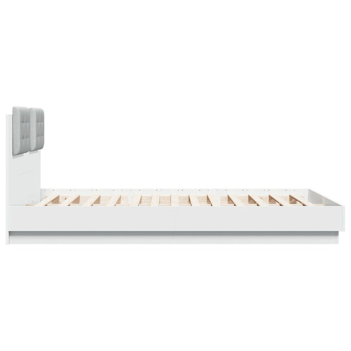 sengeramme med sengegavl og LED-lys 120x200 cm hvid