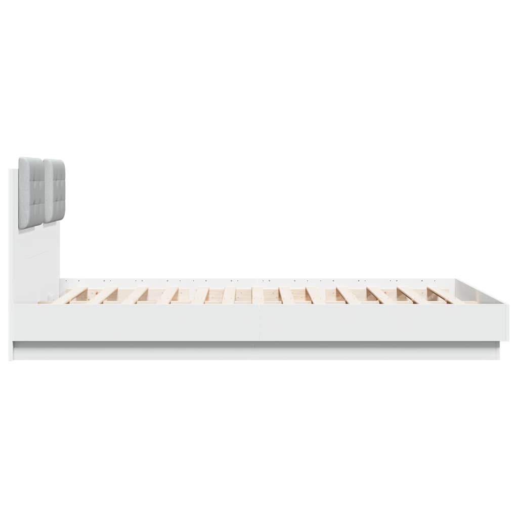 sengeramme med sengegavl og LED-lys 120x200 cm hvid