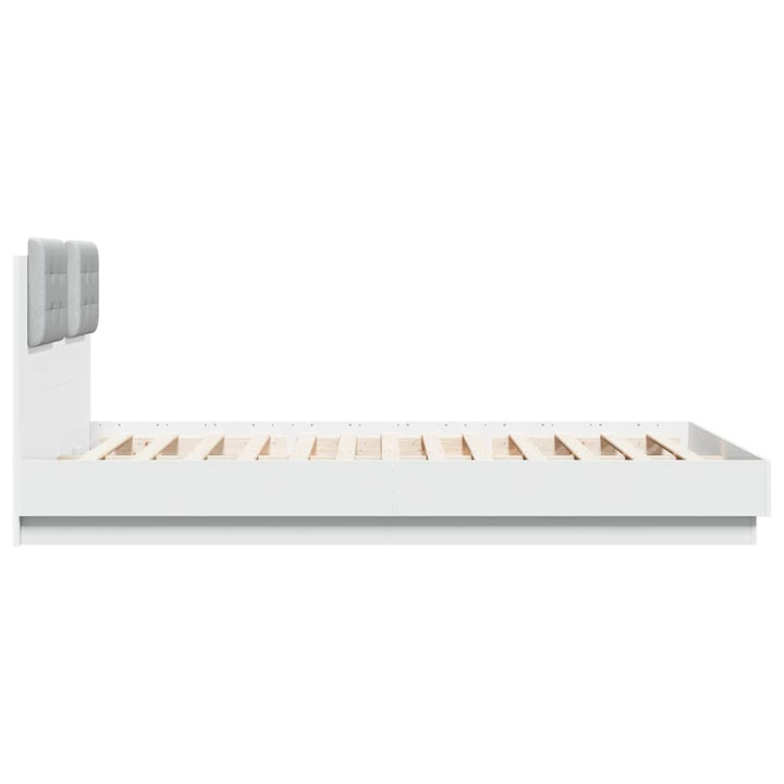 sengeramme med sengegavl og LED-lys 120x200 cm hvid