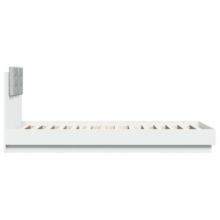 sengeramme med sengegavl og LED-lys 100x200 cm hvid