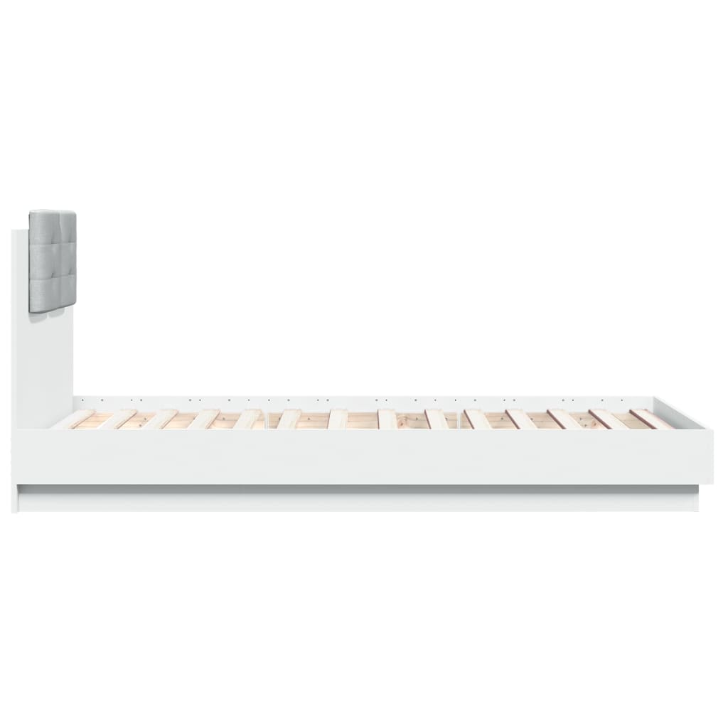 sengeramme med sengegavl og LED-lys 90x190 cm hvid