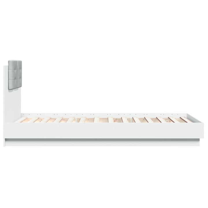 sengeramme med sengegavl og LED-lys 90x190 cm hvid