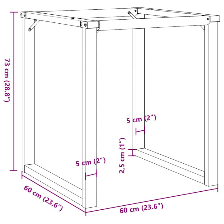 bordben til spisebord 60x60x73 cm O-stel stål
