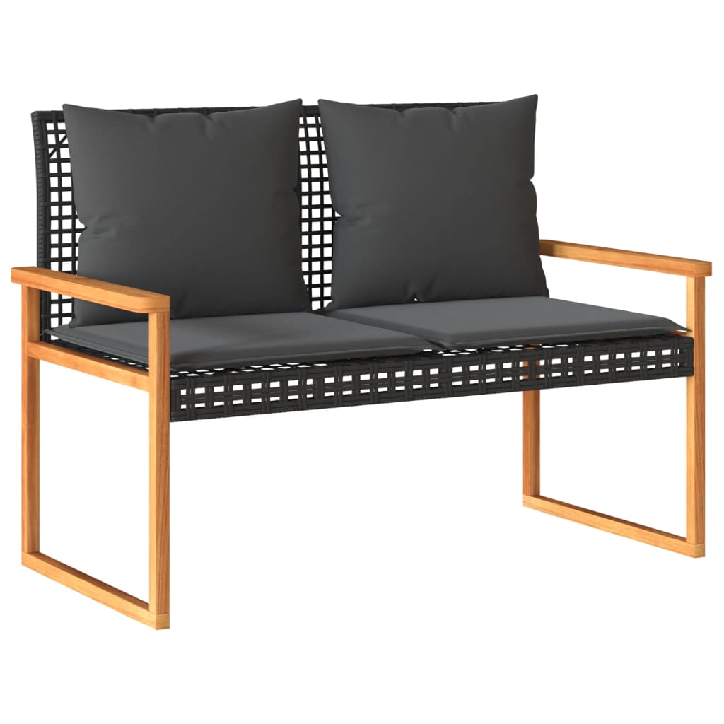 loungesæt til haven 4 dele med hynder polyrattan sort