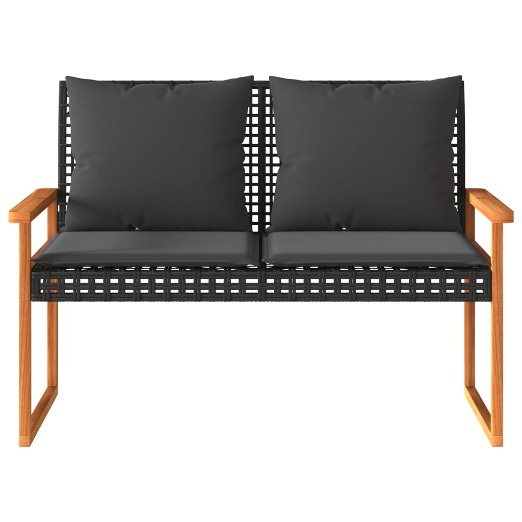 loungesæt til haven 4 dele med hynder polyrattan sort
