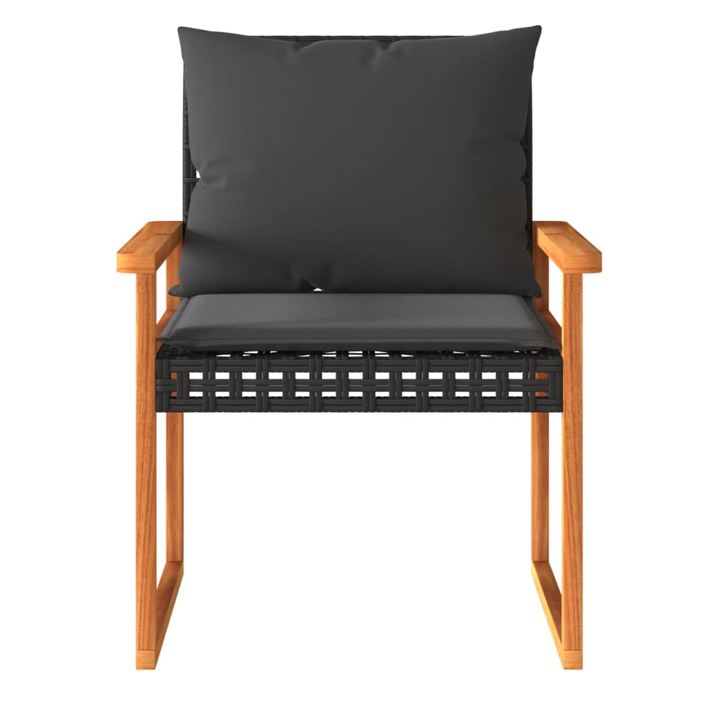 loungesæt til haven 4 dele med hynder polyrattan sort