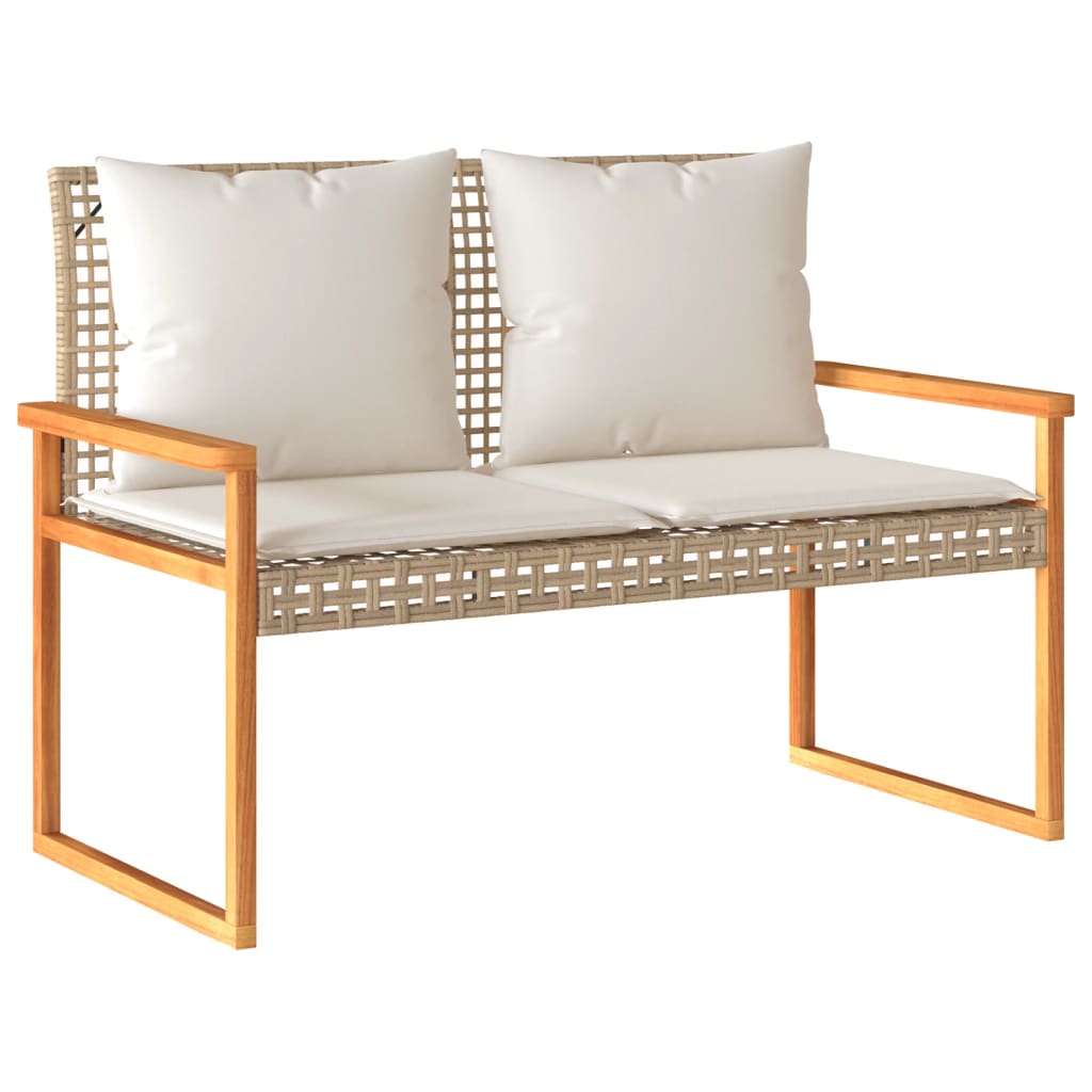 loungesæt til haven 4 dele med hynder polyrattan beige