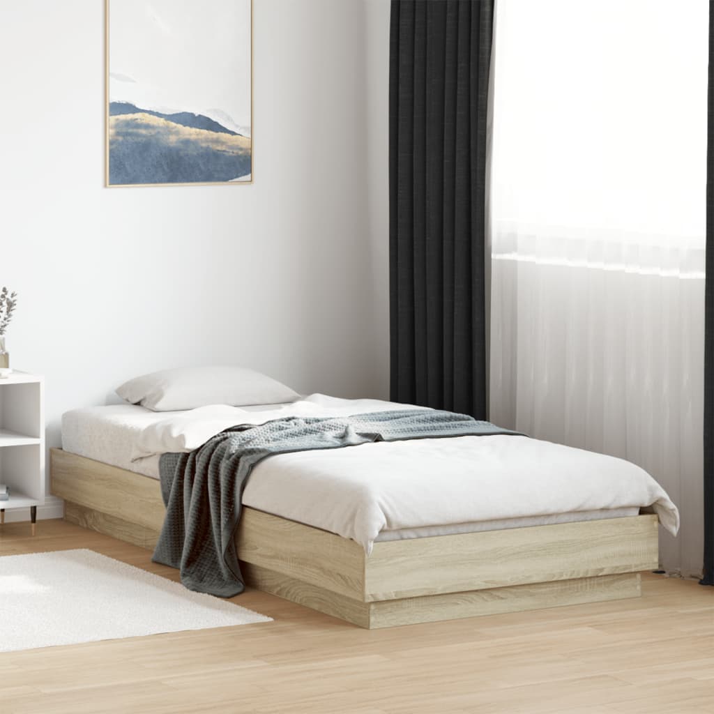 sengeramme med LED-lys 100x200 cm sonoma-eg