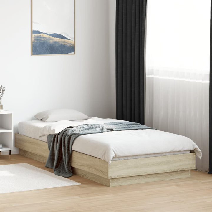 sengeramme med LED-lys 100x200 cm sonoma-eg