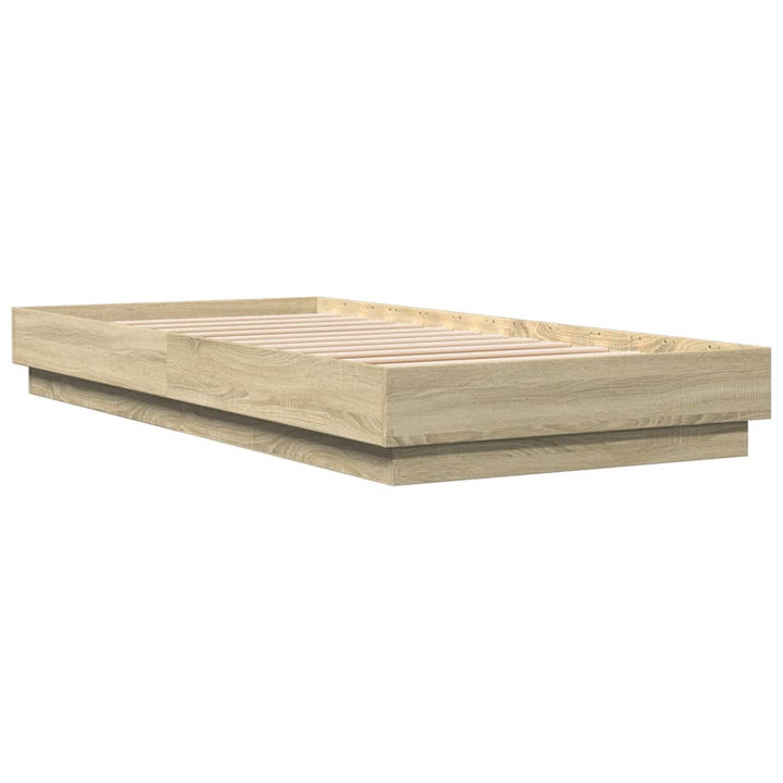 sengeramme med LED-lys 90x200 cm sonoma-eg