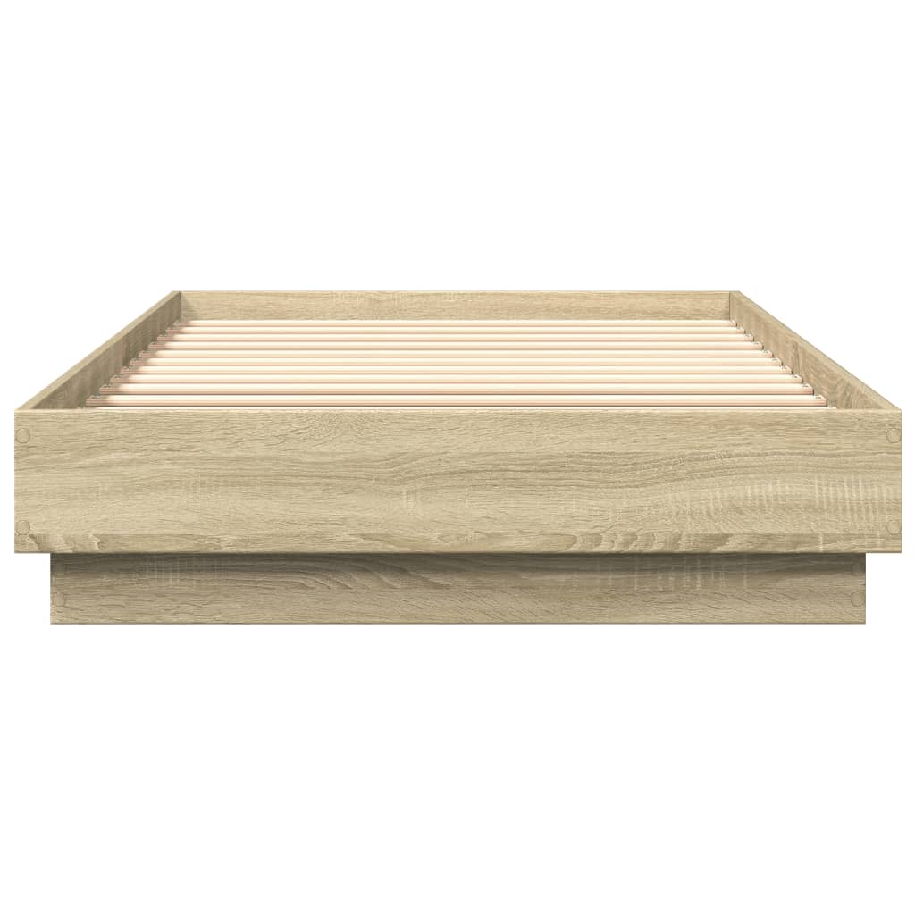 sengeramme med LED-lys 90x200 cm sonoma-eg