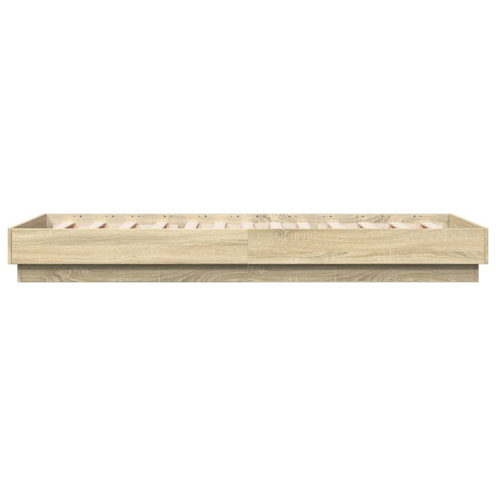 sengeramme med LED-lys 90x200 cm sonoma-eg