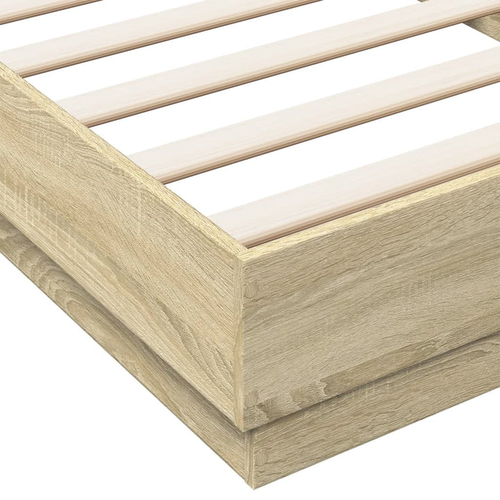 sengeramme med LED-lys 90x200 cm sonoma-eg