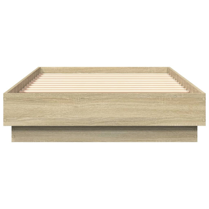 sengeramme med LED-lys 90x190 cm sonoma-eg