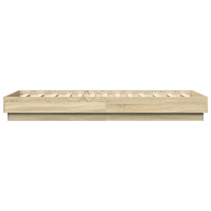 sengeramme med LED-lys 90x190 cm sonoma-eg