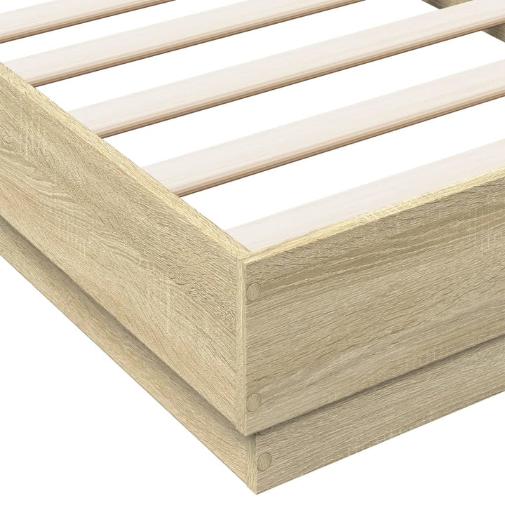 sengeramme med LED-lys 90x190 cm sonoma-eg