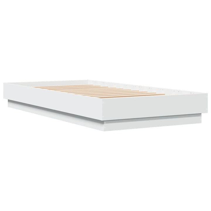 sengeramme og LED-lys 75x190 cm hvid