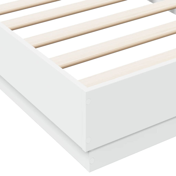 sengeramme og LED-lys 75x190 cm hvid